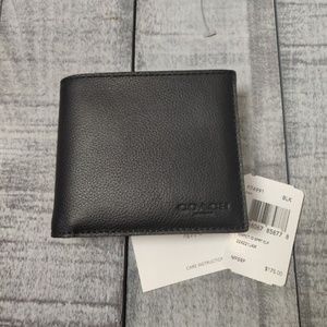 Black Coach Mens Bifold Wallet with Insert
